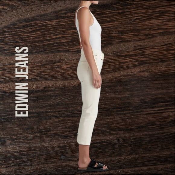 EDWIN ANTHROPOLOGIE Women’s Bree Crop Slim Straight in the Size 29 in Vanilla - Picture 7 of 12